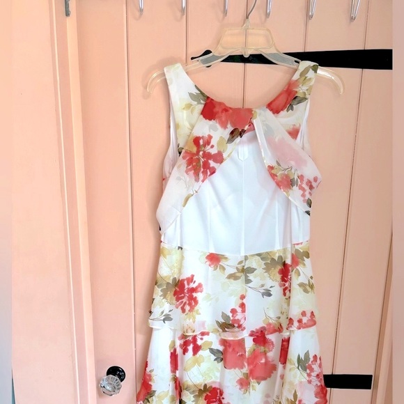 S.L. FASHIONS DRESS WITH SHADES OF CORAL AND PINK. LINED WITH WHITE. SZ 12 - Picture 4 of 10